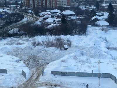 В центре Уфа обнаружили свалку грязного снега